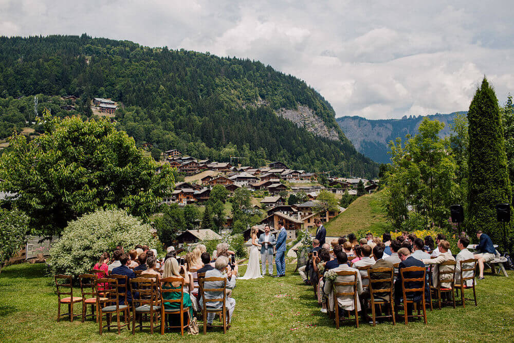 Wedding ceremony at The Farmhouse in Morzine