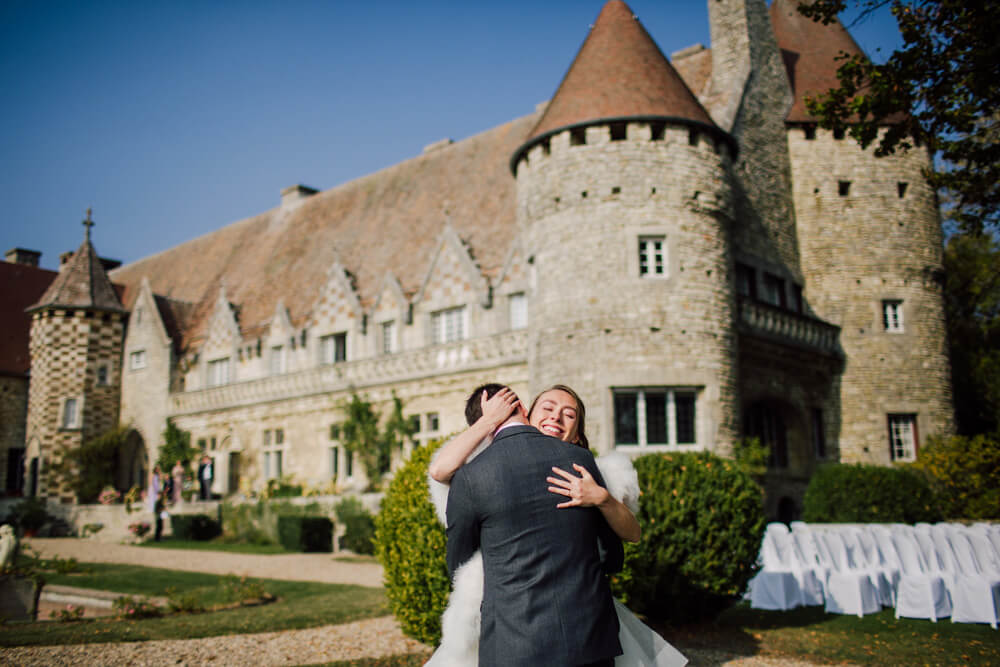 bride & groom in a wedding at chateau d'hattonchatel metz france