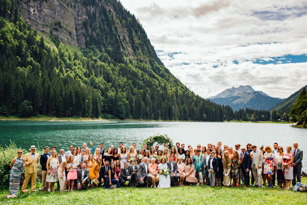The perfect group photo background at Lake Montriond