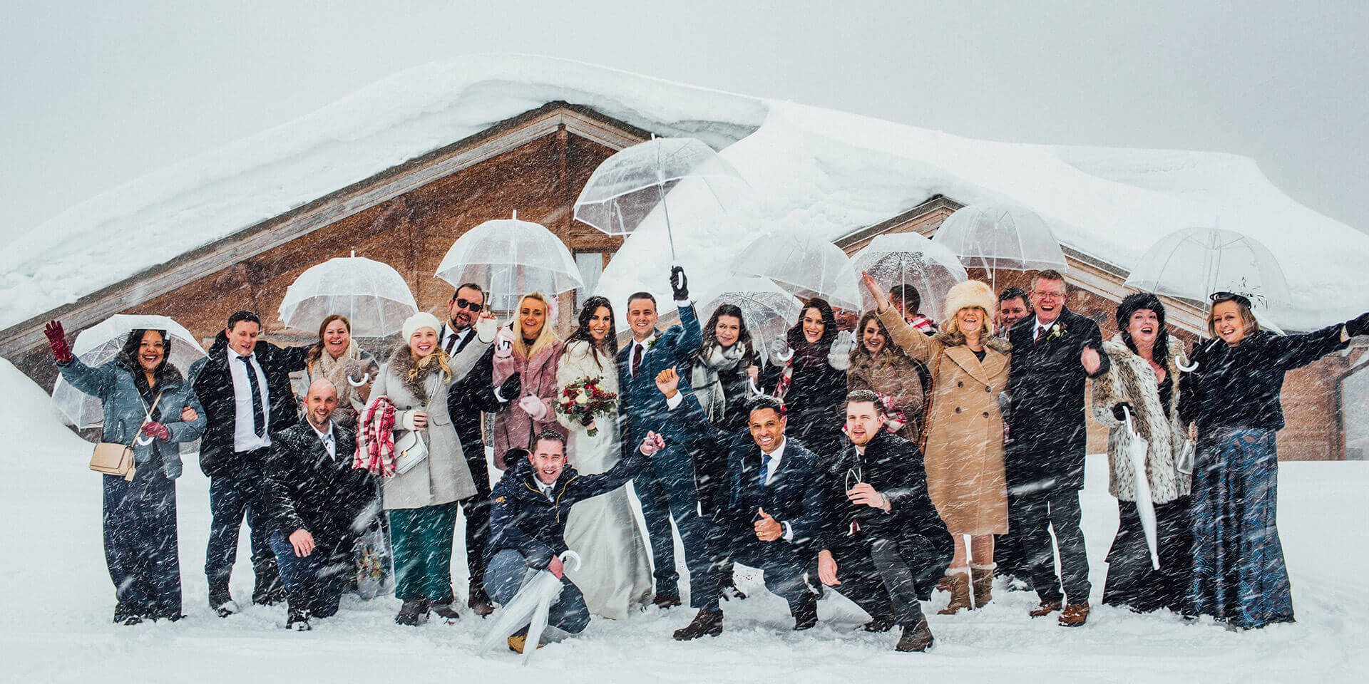 wedding in megeve during snow storm