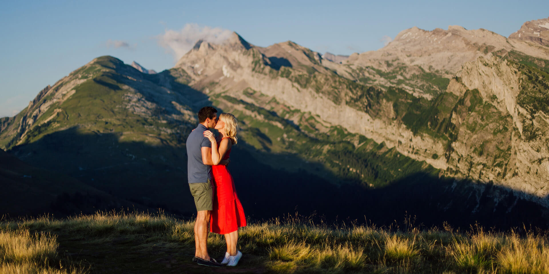 couple during engagement photoshoot in morzine at the french alps